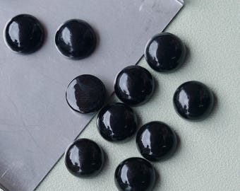 Natural Black Onyx Calibrated Round Cabochon Flat Back Loose Gemstone For Jewelry Making 3mm To 30mm