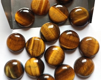 Natural Tiger's Eye Calibrated Round Cabochon Loose Gemstone For Jewelry Making 3mm To 30mm