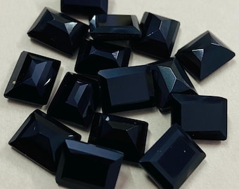 Natural Black Onyx Rectangle Shape Faceted Cut Jewelry Making Earring Gemstone 3x5mm to 20x30mm