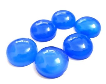 Cabochon rotondo di calcedonio blu AAA+: pietra preziosa sfusa per la creazione di gioielli (5 mm-30 mm)