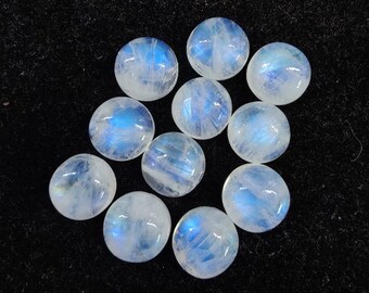 Rainbow Moonstone Cabochon: Natural Blue Fire Gemstone, Round (2mm-30mm) for Jewelry Making