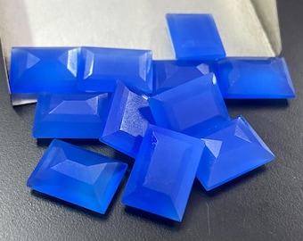 AAA Quality Blue Chalcedony Rectangle Shape Faceted Cut Jewelry Making Gemstone 5x7mm to 20x30mm