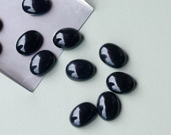 Natural Black Onyx Oval Cabochon Calibrated Loose Gemstone for Jewelry Making 3x5mm to 20x30mm
