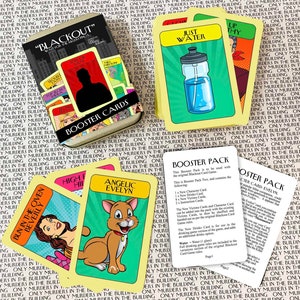 Solo asesinatos inspirados - Blackout The Card Game - PAQUETE DE SOBRES 2 - Juego de misterio de asesinato, Hijo de Sam, Mabel, Oliver, Charles, Evelyn, Arconia