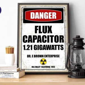 Terug naar de toekomst geïnspireerd - fluxcondensator - A4/A3-print, wenskaart, ingelijste print, McFly, Marty, Doc Brown, Delorean, tijd, gigawatt