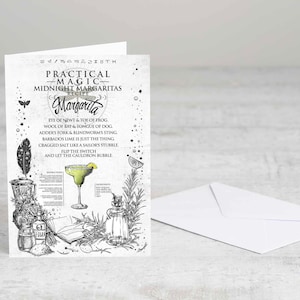 Practical Magic inspired Midnight Margaritas Poster - A4 A3 Print, Framed Print, Greetings Card, Witch, Wiccan, Halloween, Cocktail, Recipe image 2