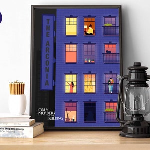 Only Murders Inspired - Arconia Windows (esquerda) - Impressões A4/A3, Cartões de felicitações, Emoldurados, Pôster, Kono, Mabel, Oliver, Charles.