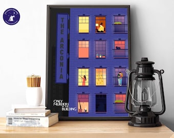 Only Murders Inspired - Arconia Windows (left) - A4/A3 Prints, Greetings Cards, Framed, Poster, Kono, Mabel, Oliver, Charles.