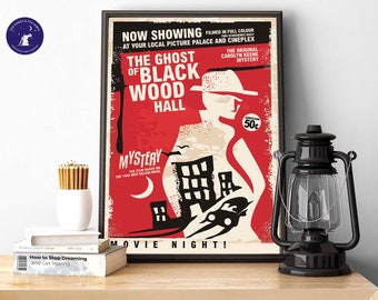 Retro Cinema Poster  - The Ghost of Blackwood Hall - A4/A3 Prints, Framed Prints, Greetings Cards, Poster, Mystery, Crime, Film, Nancy Drew