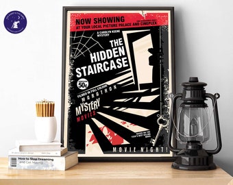 Retro Cinema Poster - The Hidden Staircase - A4/A3 Prints, Framed Print, Greetings Cards, Poster, Mystery, Crime, Vintage, Film, Nancy Drew