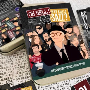 Jeu de cartes - Oh putain... Qui a tué Sazz ?  Inspiré de Only Murders - Mabel, Oliver, Charles, Sazz, Arconia, Murder, Podcast, True Crime