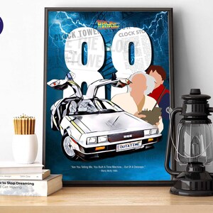 Geïnspireerd op Back To The Future - You Built a Time Machine - A4/A3-print, wenskaarten, ingelijste print, McFly, Marty, Doc Brown, Delorean, Time