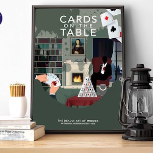 Cartes sur table, design inspiré - Impression A4/A3, carte de voeux, impression encadrée, affiche de film, livre, intrigue policière, meurtre, roman policier
