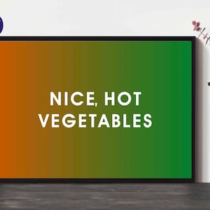Only Murders Inspired - Nice, Hot Vegetables - A4/A3-print, wenskaart, print, Charles, Mabel, Oliver, The Arconia, kunst uit de jaren 70,