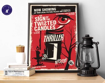 Retro Cinema Poster - The Sign of the Twisted Candles - A4/A3 Prints, Framed Prints, Greetings Cards, Poster, Mystery, Crime, Nancy Drew