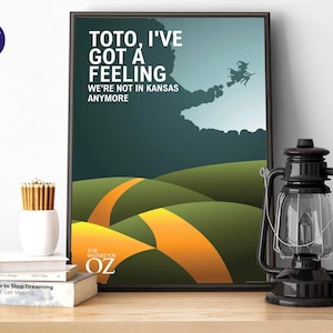 Inspirado en el Mago de Oz - Toto, tengo la sensación de que no estamos en Kansas - Tarjeta de felicitación, impresiones A4, impresión enmarcada, Toto, Dorothy, Hombre de hojalata, León
