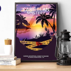 A Caribbean Mystery - A4/A3 Druck, Grußkarte, gerahmter Druck, Filmposter, Buch, Mystery, Krimi, Paradies, Strand