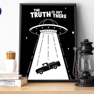 OVNI - La verdad está ahí fuera - Láminas A4/A3, tarjetas de felicitación, láminas enmarcadas, pósteres, pósteres retro, platillos voladores, Roswell, extraterrestres, Expediente X