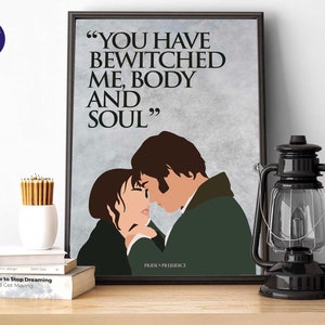 Design ispirato a Orgoglio e pregiudizio - Mi hai stregato - Stampa A4/A3, incorniciata, cartolina, poster minimalista, Jane Austin, Mr Darcy, Miss Bennet