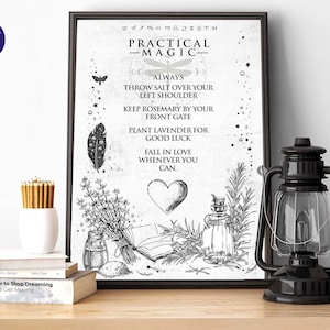 Practical Magic inspired Spell Poster  - A4 A3 Prints, Framed Print, Greetings Card, Magic, Good luck, Spell, Witch, Wiccan, Halloween, Love