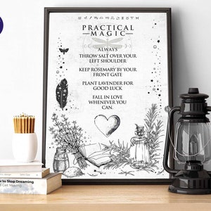 Practical Magic inspired Spell Poster  - A4 A3 Prints, Framed Print, Greetings Card, Magic, Good luck, Spell, Witch, Wiccan, Halloween, Love