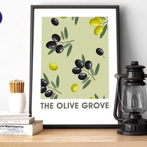 O Olival - Impressão A4/A3, Cartão de Saudações, Impressão emoldurada, Pôster, Clima de verão, Jardim, Frutas, Flores, Design minimalista, Ideia para presente
