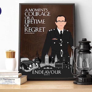 Endeavour - Reginald Bright - Citação de coragem - Impressões A4/A3, Cartões de felicitações, Impressão emoldurada, Pôster, TV, Oxford, Assassinato, Detetive, Morse