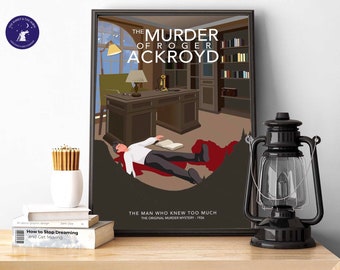 El asesinato de Roger Ackroyd, diseño inspirado - Impresiones A4/A3, Tarjetas de felicitación, Impresión enmarcada, Póster de película, Libro, Misterio, Asesinato, Detective