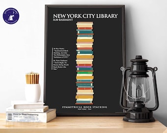 Ghostbusters inspired - Symmetrical Book Stacking - Greetings Card, A4/A3 Print, Frame, Film, Movie Quote, Ghostbusters, Ghosts, NYC Library