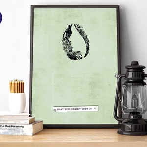 Nancy Drew inspiriert - was würde Nancy Drew tun? - A4/A3 Drucke, gerahmter Druck, Grußkarte, Poster, Geheimnis, Krimi, Vintage, Fingerabdrücke