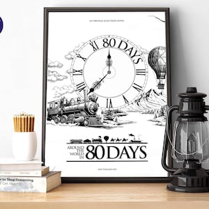 Julio Verne - La vuelta al mundo en 80 días - Lámina A4/A3, Tarjetas de felicitación, Lámina enmarcada, Película, TV, Libro, Viajes, Mundo, Phileas Fogg