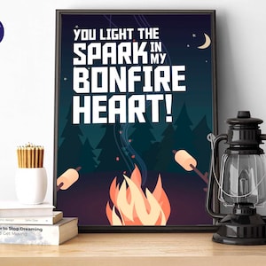 Bonfire Heart - Cartes de voeux, Impressions A4, Impressions encadrées, Cartes, Anniversaires, Poster, Paroles de chansons, Feu de joie, Cœur, Amour, Romance, Âme sœur