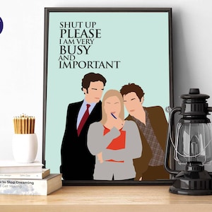 Citation inspirée de Bridget Jones - Je suis très occupé et important - Impression A4/A3, carte de voeux, impression encadrée, film, minimaliste, citation de livre, Darcy