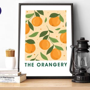 The Orangery - Impressão A4/A3, Cartão de Saudações, Impressão emoldurada, Pôster, Clima de verão, Jardim, Frutas, Flores, Design minimalista, Ideia para presente