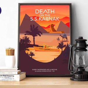 Death on the S.S. Karnak - design inspiré - impressions A4/A3, carte de voeux, impression encadrée, affiche de film, Nil, mystère, meurtre, roman policier