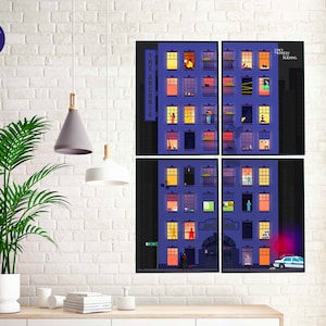 Only Murders Inspired - Arconia Windows - Set of 4 - A4/A3 Prints, Greetings Card, Framed,  Mabel, Oliver, Charles, Kono, Bunny, Arconia
