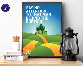 Wizard of Oz inspired - Pay no attention... - Greetings Card, A4 Prints, Framed Print, Toto, Dorothy, Tin Man, Lion, Scarecrow, Wizard