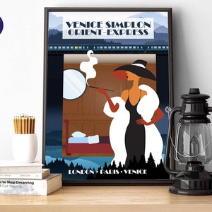 The Orient Express - A4/A3 Druck, Grußkarte, Druck, gerahmter Druck, Vintage Reiseposter, London, Venedig, Paris, Masseau, Chick, Retro
