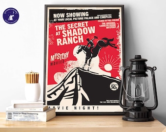 Retro Cinema Poster - The Secret at Shadow Ranch - A4/A3 Prints, Framed Prints, Greetings Cards, Poster, Mystery, Crime, Nancy Drew