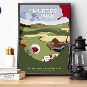 El asesinato en el campo de golf, diseño inspirado: impresión A4/A3, tarjeta de felicitación, impresión enmarcada, póster de película, libro, misterio, asesinato, detective, golf