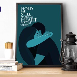 Houd me stil, Marry My Heart naast de jouwe - A4, A3-print, poster, ingelijste print, kaarten, songteksten, liefde, huwelijk, relatie, soulmate