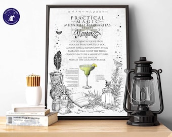 Practical Magic inspired Midnight Margaritas Poster  - A4 A3 Print, Framed Print, Greetings Card, Witch, Wiccan, Halloween, Cocktail, Recipe