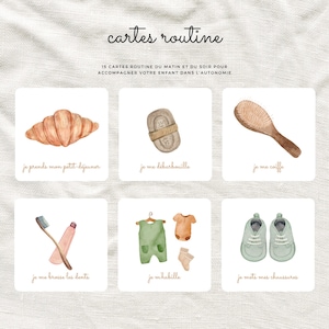 Mon set de 15 cartes routine du matin et du soir pour enfant - Cartes Montessori enfant - Autonomie de l'enfant - Rituels matin et soir
