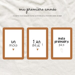 Set de 16 cartes coeur caramel pour marquer toutes les étapes de la première année de bébé