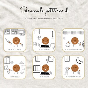 Simon, le petit rond aide votre enfant à s'autonomiser avec 25 taches du quotidien illustrées - Cartes Montessori - Rituels enfant