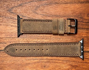Genuine Leather Apple Watch Band 45mm, 44mm, 42mm, 41 mm, 40mm, 38mm for Series 1-2-3-4-5-6-7-8-9