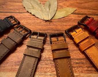 Genuine Leather Apple Watch Band 42mm, 38mm, 40mm, 41 mm, 44mm, 45mm for Series 1-2-3-4-5-6-7-8-9 | Free Engraving | Valentines Day Gift