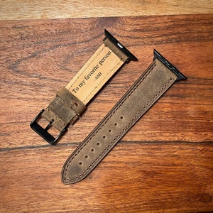 Apple Watch Leather Band 42mm, 38mm, 40mm, 41mm, 44mm, 45mm for Series 1-2-3-4-5-6-7-8-9 SE, Handmade | Free Engraving