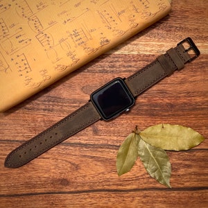Leather Apple Watch Band for Series 9 8 7 6 5 4 3 2 1 in 38mm, 40mm, 41mm, 42mm, 44mm, and 45mm | Handmade Watch Strap | FREE ENGRAVING |