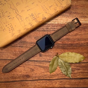 Genuine Leather Apple Watch Band for Series 9 8 7 6 5 4 3 2 1 in 42mm, 38mm, 40mm, 41mm, 44mm, 45mm | Handmade iWatch Strap | Free Engraving